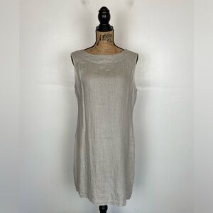 Bellambra Italian Linen Mini Dress Size M Cream Lace Ecru Back Coastal Cruise